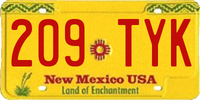 NM license plate 209TYK