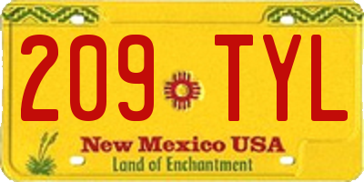 NM license plate 209TYL