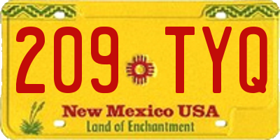 NM license plate 209TYQ