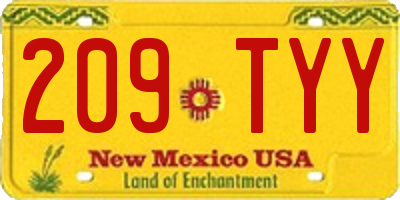 NM license plate 209TYY