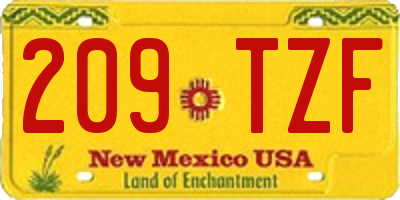 NM license plate 209TZF