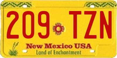 NM license plate 209TZN