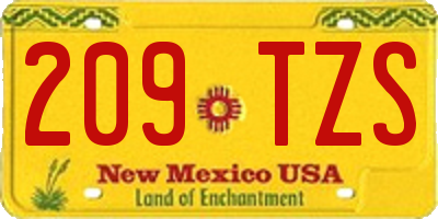 NM license plate 209TZS