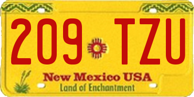 NM license plate 209TZU