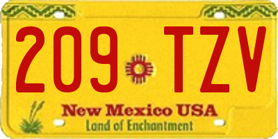 NM license plate 209TZV