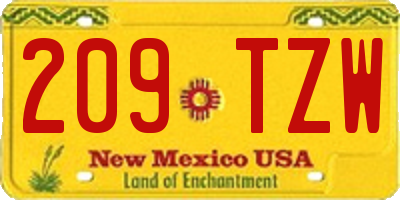 NM license plate 209TZW