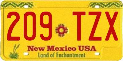 NM license plate 209TZX