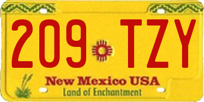 NM license plate 209TZY