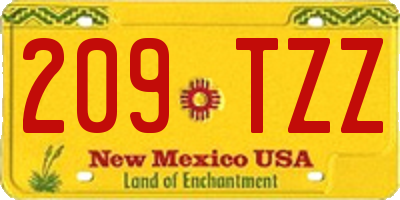 NM license plate 209TZZ