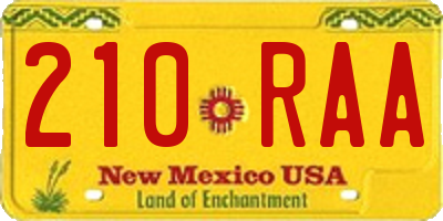 NM license plate 210RAA