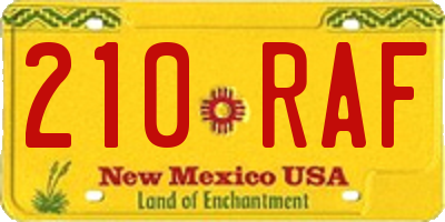 NM license plate 210RAF