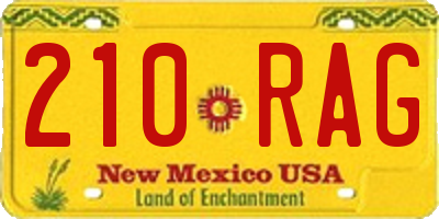 NM license plate 210RAG