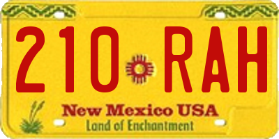 NM license plate 210RAH