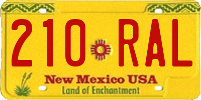 NM license plate 210RAL