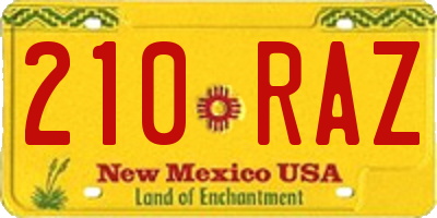 NM license plate 210RAZ