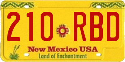 NM license plate 210RBD