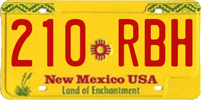 NM license plate 210RBH