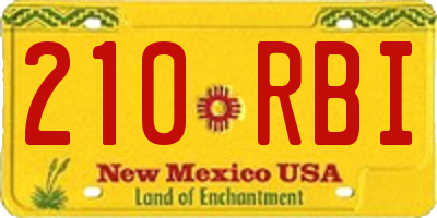NM license plate 210RBI