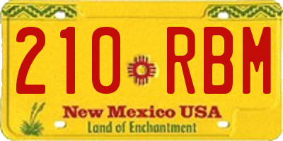 NM license plate 210RBM