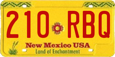 NM license plate 210RBQ