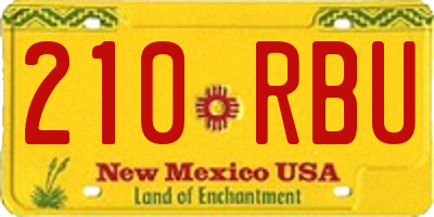 NM license plate 210RBU