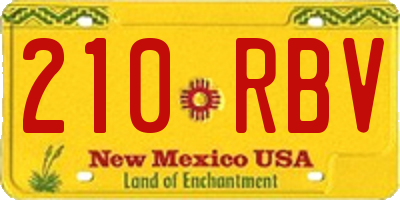 NM license plate 210RBV