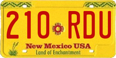 NM license plate 210RDU