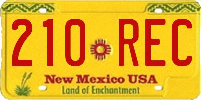 NM license plate 210REC