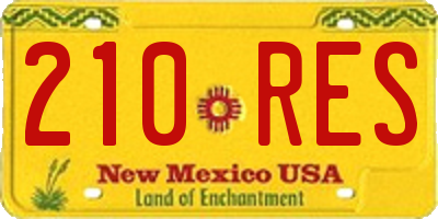NM license plate 210RES