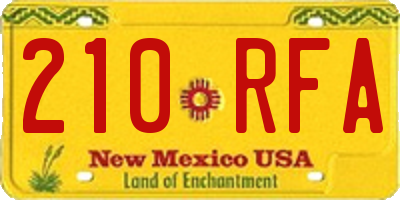 NM license plate 210RFA