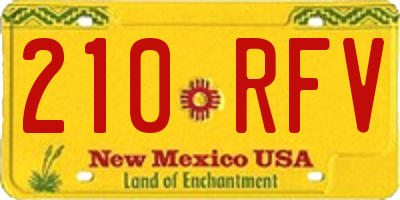 NM license plate 210RFV