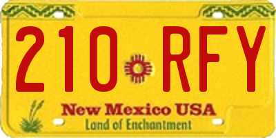 NM license plate 210RFY