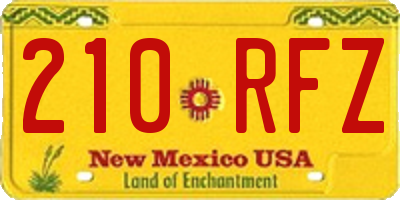 NM license plate 210RFZ