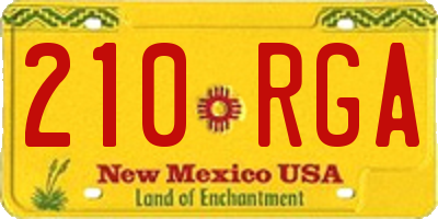 NM license plate 210RGA