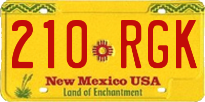 NM license plate 210RGK