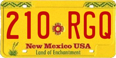 NM license plate 210RGQ