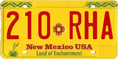 NM license plate 210RHA