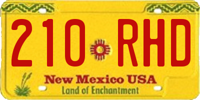 NM license plate 210RHD