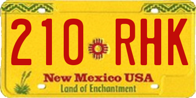 NM license plate 210RHK