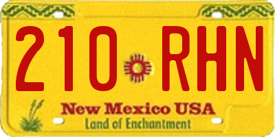 NM license plate 210RHN