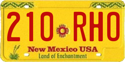 NM license plate 210RHO