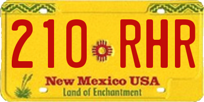 NM license plate 210RHR