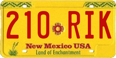 NM license plate 210RIK