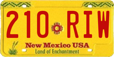 NM license plate 210RIW