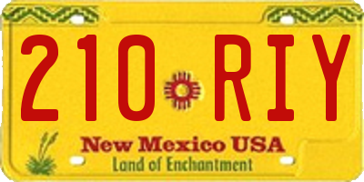 NM license plate 210RIY