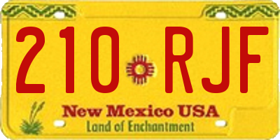 NM license plate 210RJF