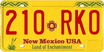 NM license plate 210RKO