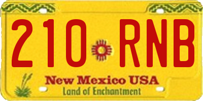 NM license plate 210RNB
