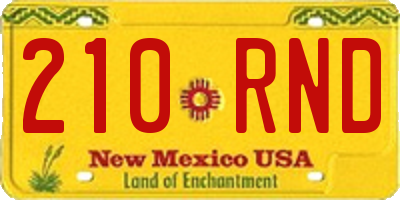NM license plate 210RND