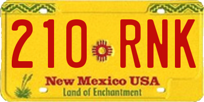 NM license plate 210RNK